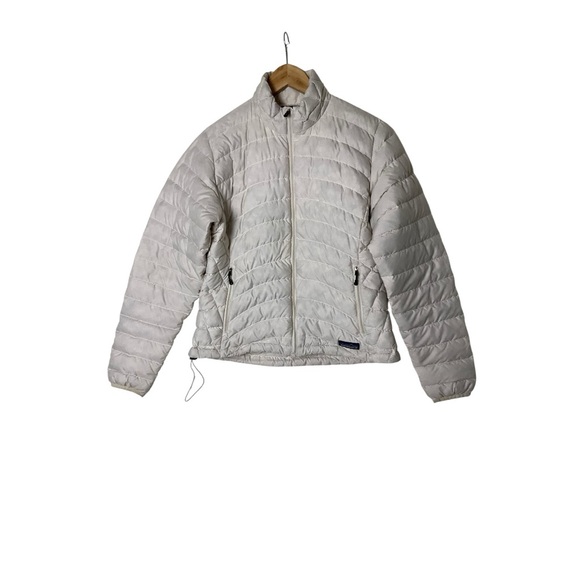 Patagonia Coat Down Sweater Full Zip Up Ivory Jacket Womens M - Picture 1 of 8
